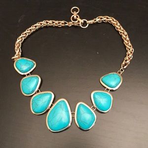 Banana Republic turquoise gold statement necklace
